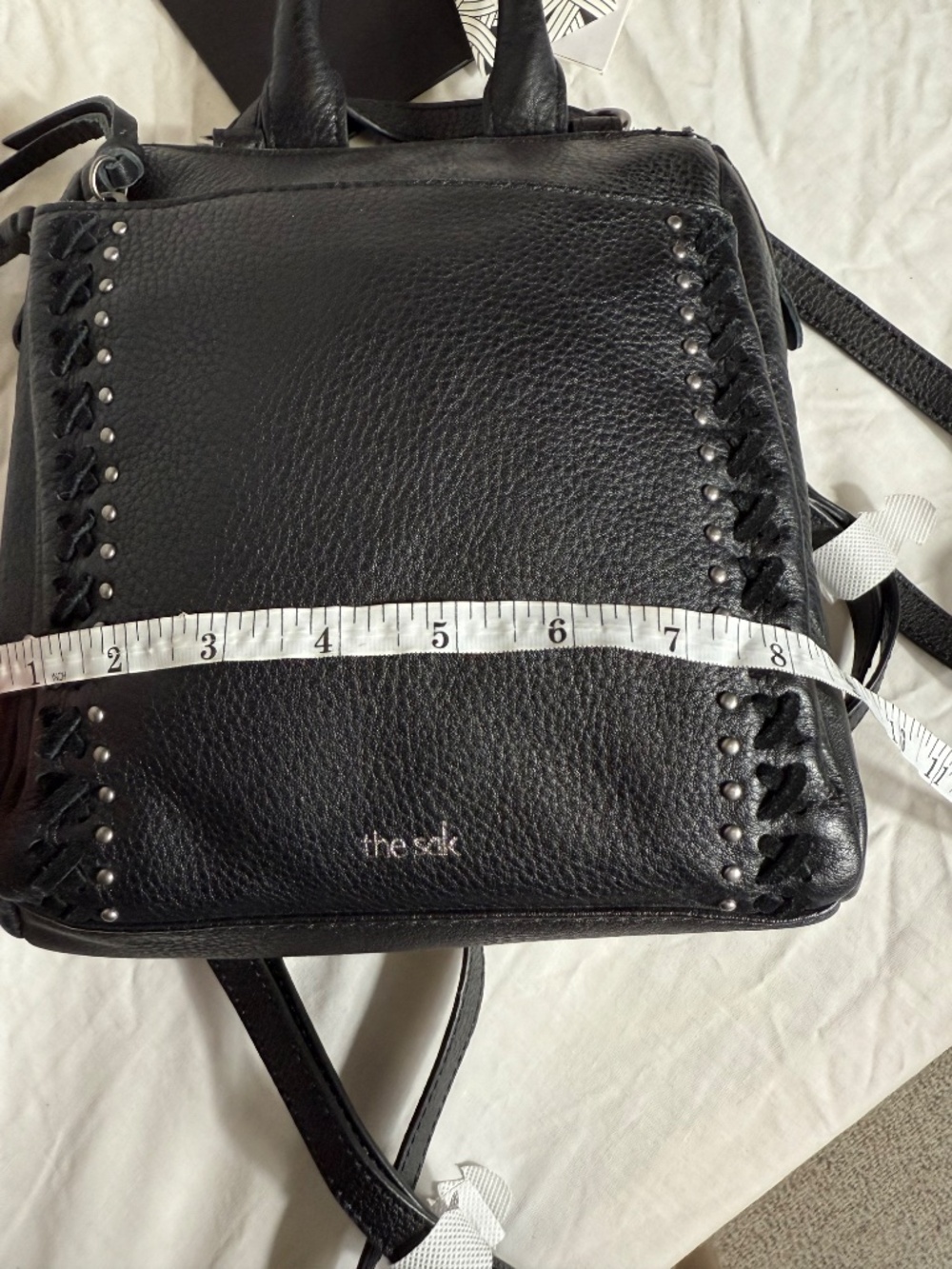The Sak Black Leather Mini Backpack Purse Studded Detail Boho Chic Bag - Picture 6 of 6
